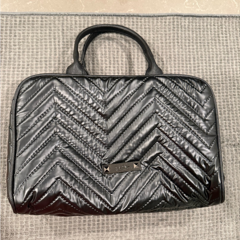 Nicole Miller Black Quilted Cosmetic Bag